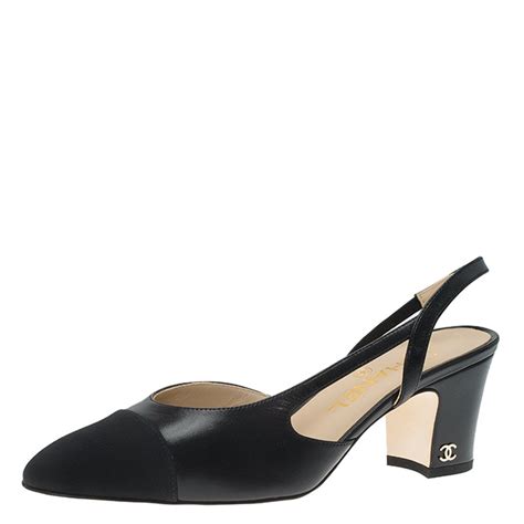 chanel slingbacks 37|chanel black aa slingback heel.